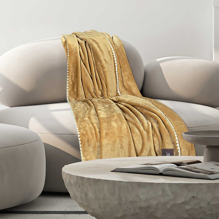 4441 Κουβέρτα Fleece   Ochre 130X170 Greenwich Polo Club