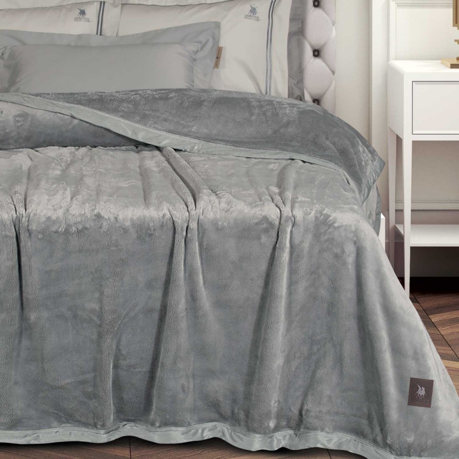 3971 Κουβέρτα Velour King Size Grey 240X250 Greenwich Polo Club
