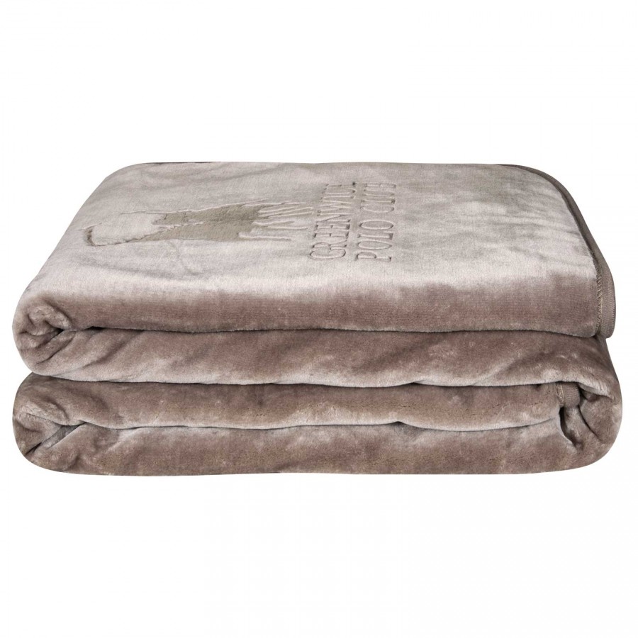 3497 Κουβέρτα Velour Μονή  Taupe 160X240 Greenwich Polo Club