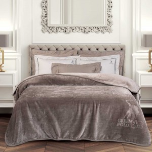 3497 Κουβέρτα Velour Μονή  Taupe 160X240 Greenwich Polo Club