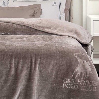 3497 Κουβέρτα Velour Υπέρδιπλη  Taupe 220X240 Greenwich Polo Club