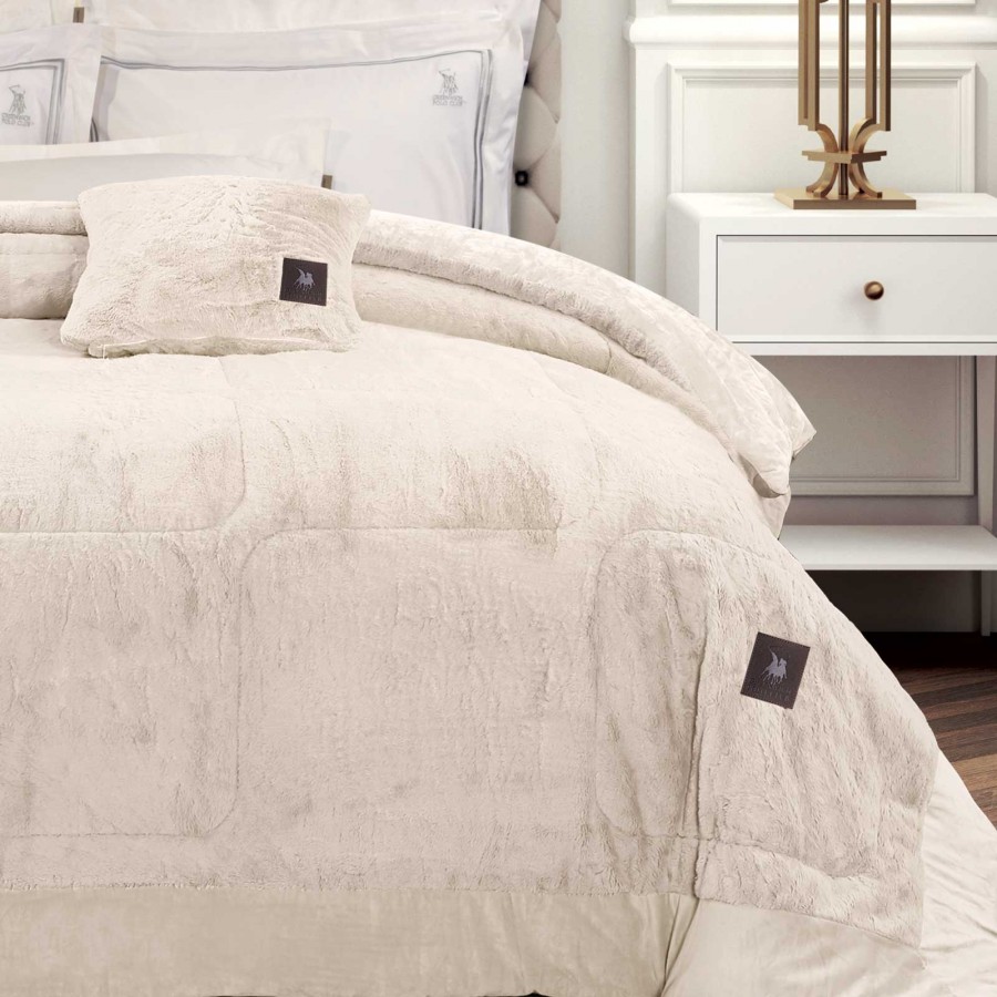 3962 Κουβερτοπάπλωμα Rabbit Faux Fur King Size Ivory 240X250 Greenwich Polo Club