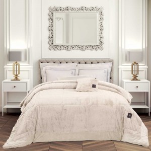 3962 Κουβερτοπάπλωμα Rabbit Faux Fur King Size Ivory 240X250 Greenwich Polo Club