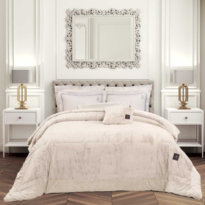 3962 Κουβερτοπάπλωμα Rabbit Faux Fur King Size Ivory 240X250 Greenwich Polo Club
