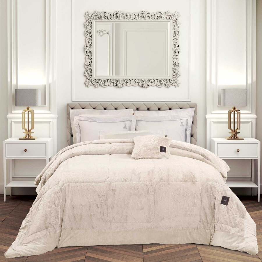 3962 Κουβερτοπάπλωμα Rabbit Faux Fur King Size Ivory 240X250 Greenwich Polo Club