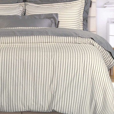 2296 Παπλωματοθήκη Σετ Υπέρδιπλη  Grey/White 220X240 Greenwich Polo Club
