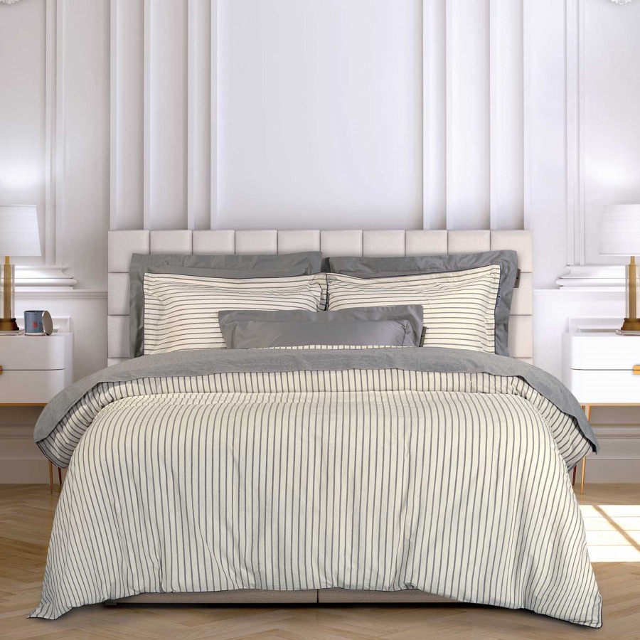 2296 Παπλωματοθήκη Σετ Υπέρδιπλη  Grey/White 220X240 Greenwich Polo Club