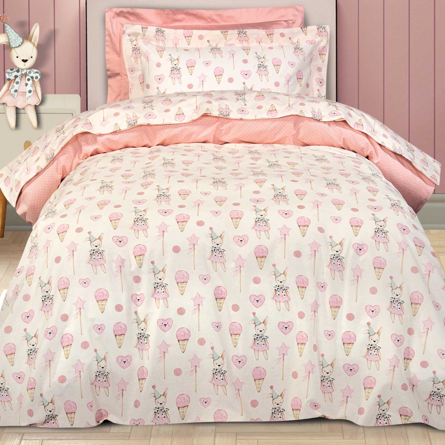 8859 Σετ Παπλωματοθήκη Μονή  Pink/Ivory 160X240 Greenwich Polo Club