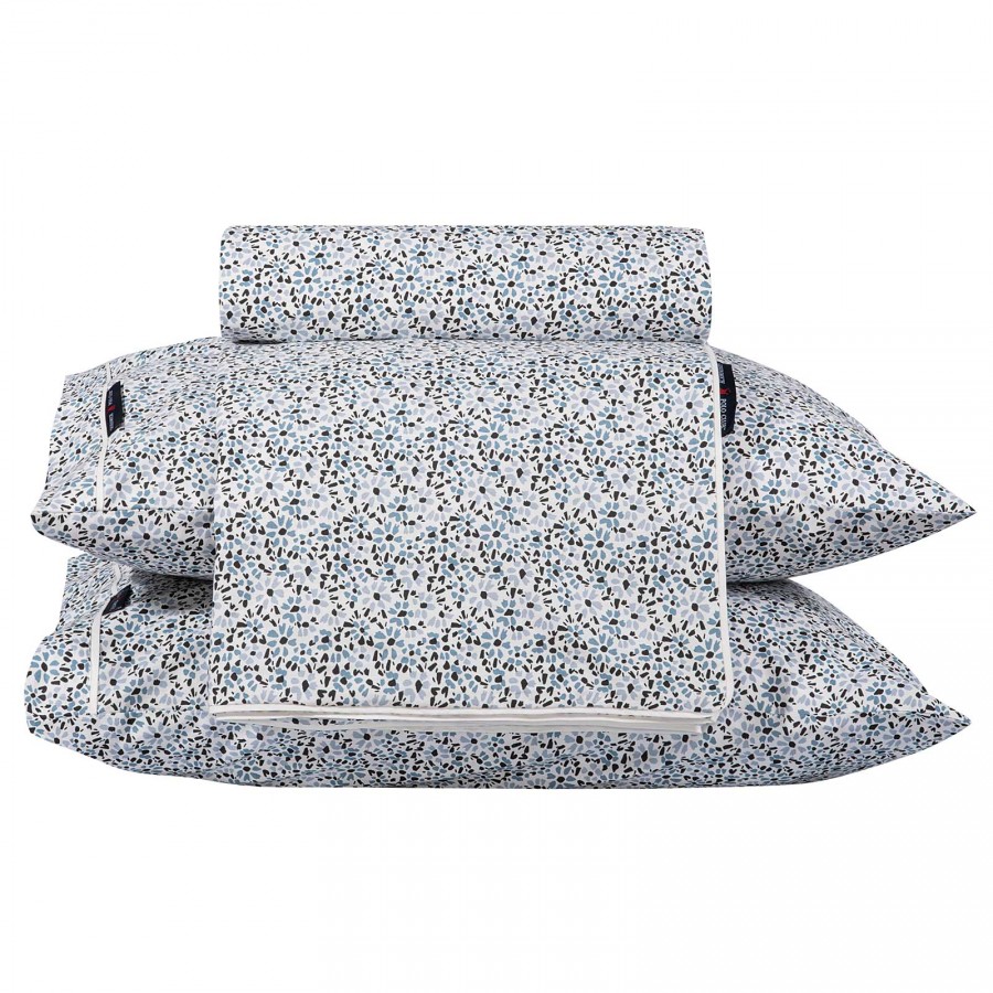 2360 Σετ Σεντόνια King Size White/Blue 260X280 Greenwich Polo Club