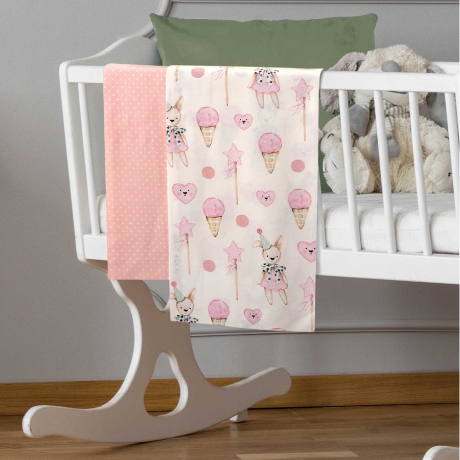 8859 Σετ Σεντόνια  Baby Λίκνου Pink/Ivory 70X120 Greenwich Polo Club