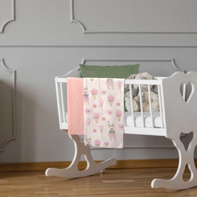 8859 Σετ Σεντόνια  Baby Λίκνου Pink/Ivory 70X120 Greenwich Polo Club