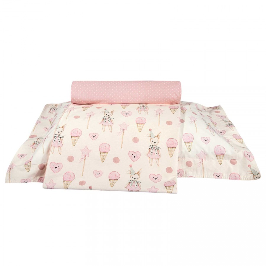 8859 Σετ Σεντόνια Μονά  Pink/Ivory 170X260 Greenwich Polo Club