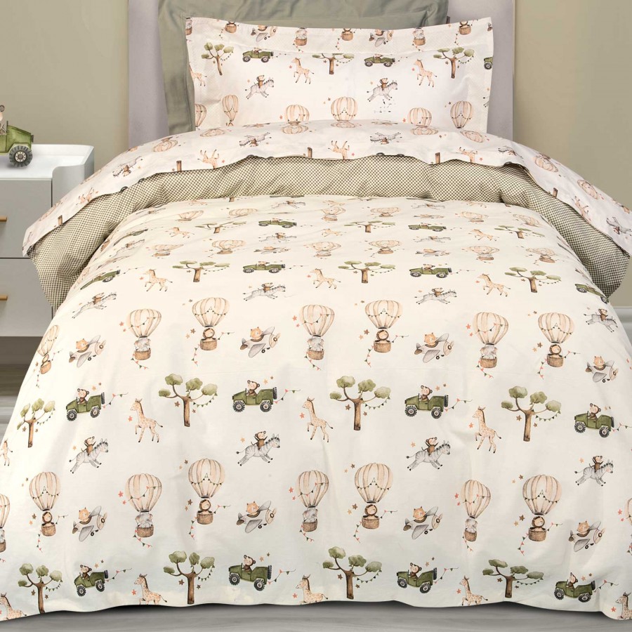 8860 Σετ Σεντόνια Μονά  Ivory/Olive Green 170X260 Greenwich Polo Club