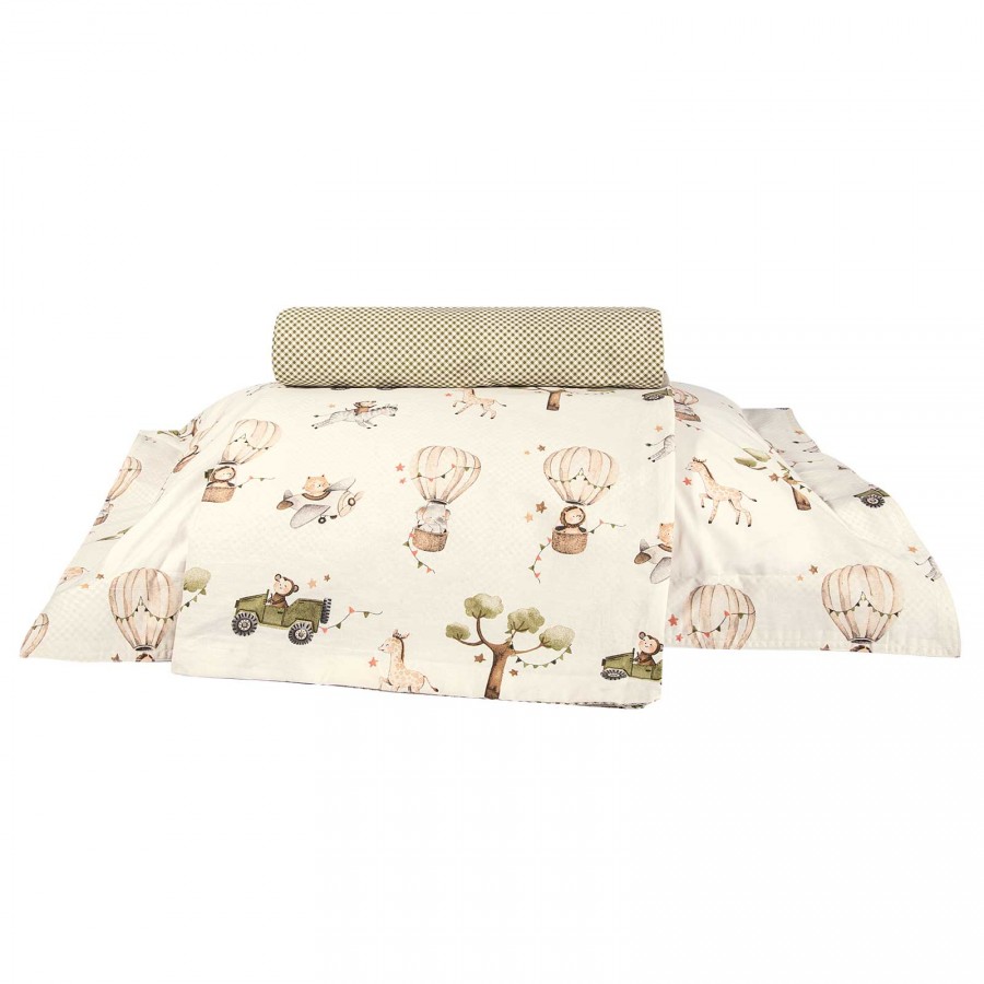 8860 Σετ Σεντόνια Μονά  Ivory/Olive Green 170X260 Greenwich Polo Club