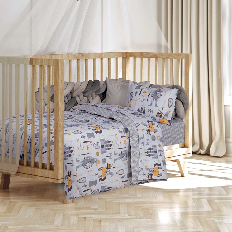 8861 Σετ Σεντόνια Baby 130X170 Κρεμ/Γκρι Greenwich Polo Club