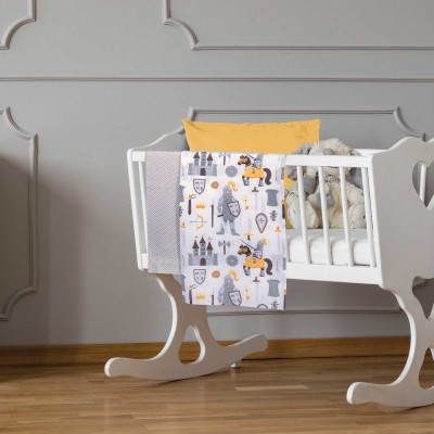 8861 Σετ Σεντόνια Λίκνου Baby 70X120 Κρεμ/Γκρι Greenwich Polo Club