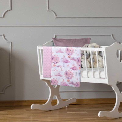 8864 Σετ Σεντόνια Λίκνου Baby 70X120 Ροζ Greenwich Polo Club