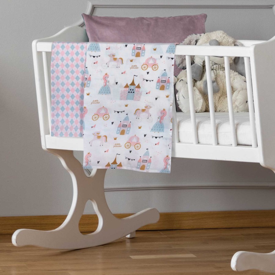8865 Σετ Σεντόνια Λίκνου Baby 70X120 Ροζ/Μέντα Greenwich Polo Club