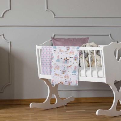 8865 Σετ Σεντόνια Λίκνου Baby 70X120 Ροζ/Μέντα Greenwich Polo Club