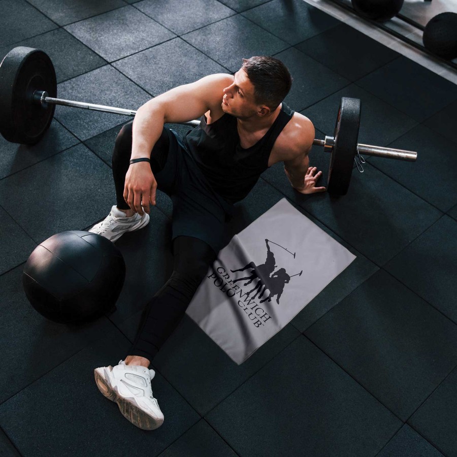 4186 Πετσέτα Γυμναστηρίου 45X90 Γκρι/Μαύρο Greenwich Polo Club