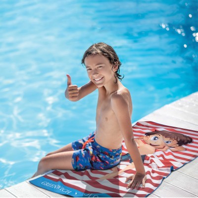 4181 Πετσέτα Θαλάσσης Junior 70X140 Μπλε/Κόκκινο Greenwich Polo Club