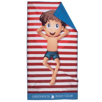 4181 Πετσέτα Θαλάσσης Junior 70X140 Μπλε/Κόκκινο Greenwich Polo Club