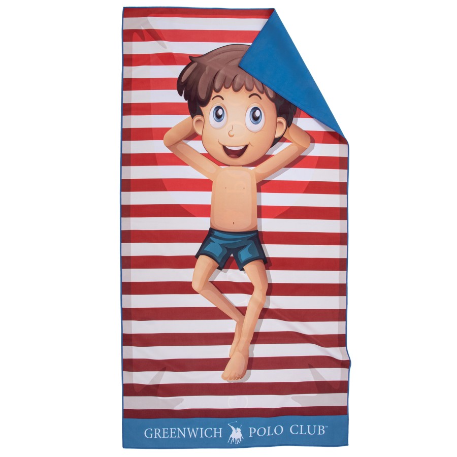 4181 Πετσέτα Θαλάσσης Junior 70X140 Μπλε/Κόκκινο Greenwich Polo Club