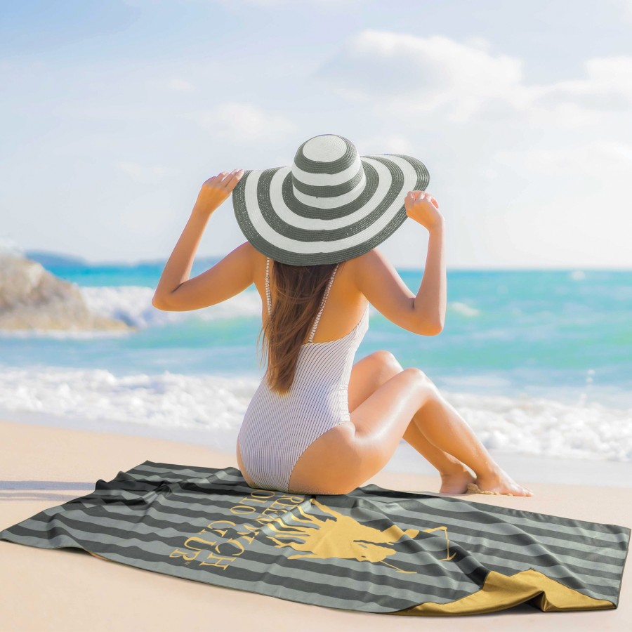 5217 Πετσέτα Θαλάσσης 80X170 Γκρι/Ώχρα Greenwich Polo Club