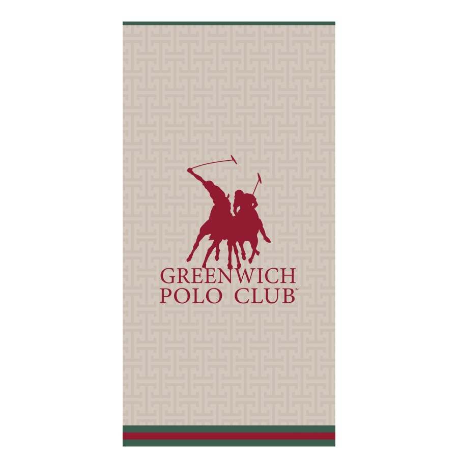 5225 Πετσέτα Θαλάσσης 90X180 Ταμπάς/Κόκκινο Greenwich Polo Club