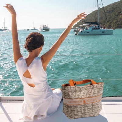 5228 Τσάντα Θαλάσσης 55X40 Ταμπάς/Πορτοκαλί Greenwich Polo Club