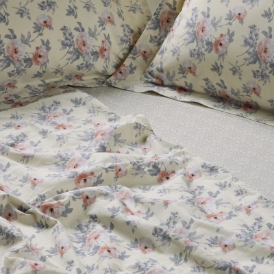 5442 Σετ Σεντόνια Μονά Με Λάστιχο Casual 120X200+35 Ιβουάρ/Γκρι Das Home