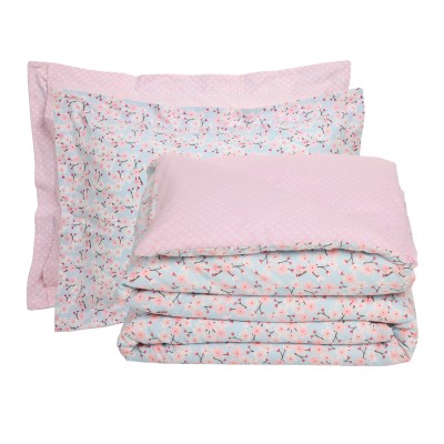 9695 Σετ Σεντόνια Υπέρδιπλα Happy 240X260 Μπλε/Ροζ Das Home