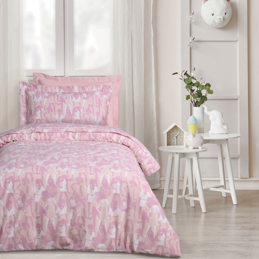 4987 Σετ Σεντόνια Μονά Kid 170X260 Ροζ Das Home