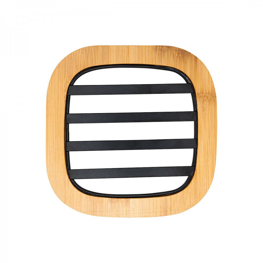 ESTIA ΒΑΣΗ ΜΑΓΕΙΡΙΚΟΥ ΣΚΕΥΟΥΣ BAMBOO ESSENTIALS MEΤΑΛΛΙΚΗ 17x17x1cm ΜΑΥΡΟ
