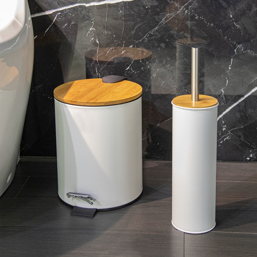 ESTIA ΧΑΡΤΟΔΟΧΕΙΟ ΜΠΑΝΙΟΥ BAMBOO ESSENTIALS SOFT CLOSE 5lt ΛΕΥΚΟ