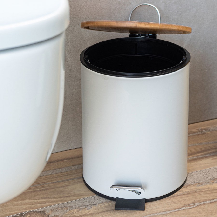 ESTIA ΧΑΡΤΟΔΟΧΕΙΟ ΜΠΑΝΙΟΥ BAMBOO ESSENTIALS SOFT CLOSE 5lt ΛΕΥΚΟ