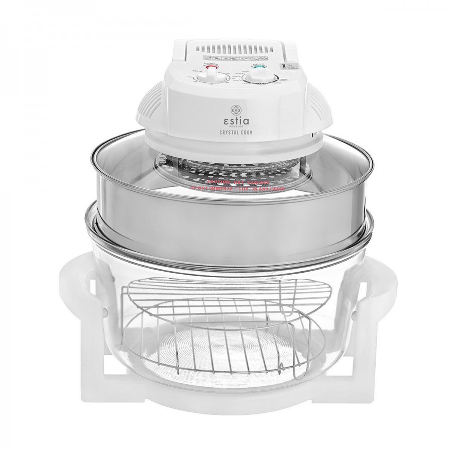 ESTIA ΦΟΥΡΝΑΚΙ ΡΟΜΠΟΤ CRYSTAL COOK 1400w 12lt ΜΕ ΑΝΤΙΣΤAΣΕΙΣ ΛΕΥΚΟ