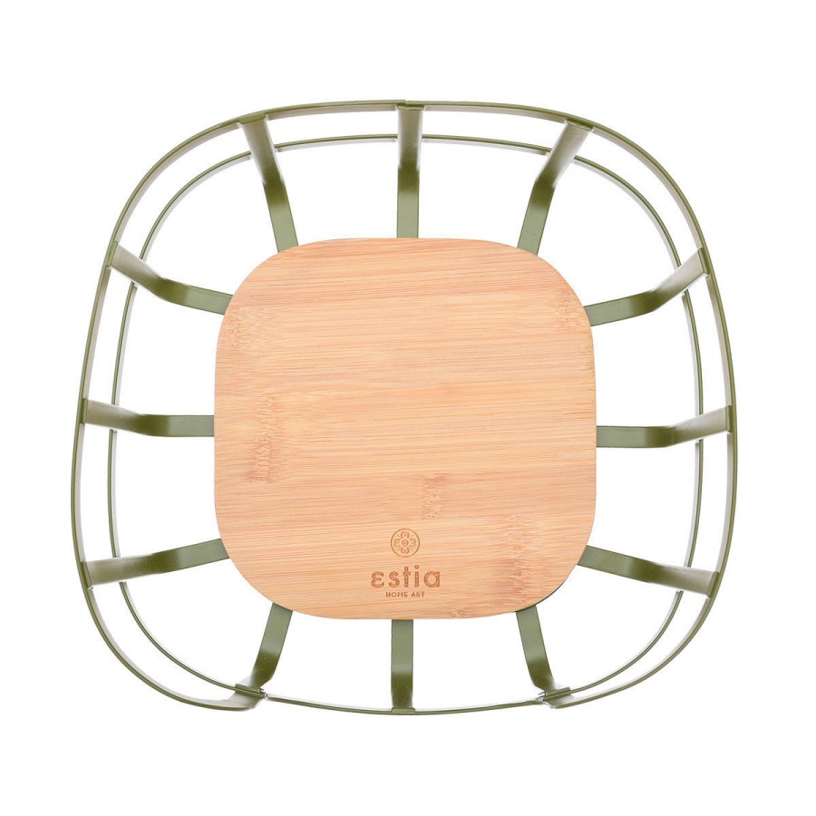 ESTIA ΦΡΟΥΤΙΕΡΑ BAMBOO ESSENTIALS ΜΕΤΑΛΛΙΚΗ 24x24x12.7cm ΛΑΔΙ