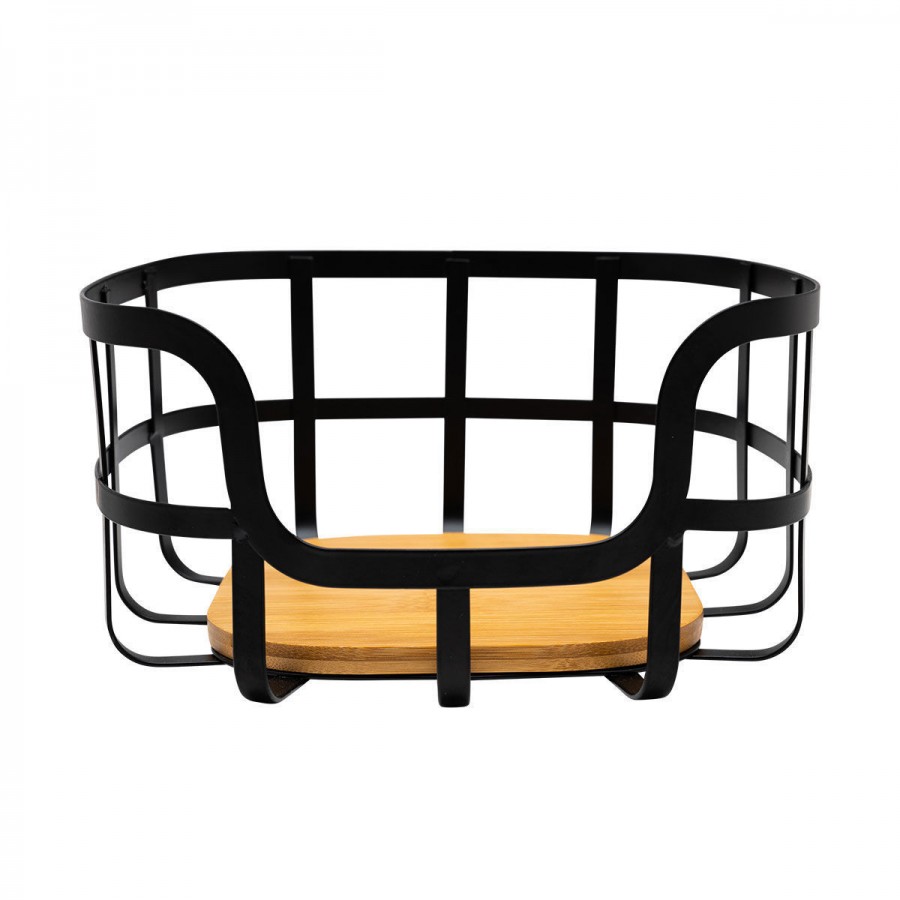 ESTIA ΦΡΟΥΤΙΕΡΑ BAMBOO ESSENTIALS ΜΕΤΑΛΛΙΚΗ 24x24x12.7cm ΜΑΥΡΗ