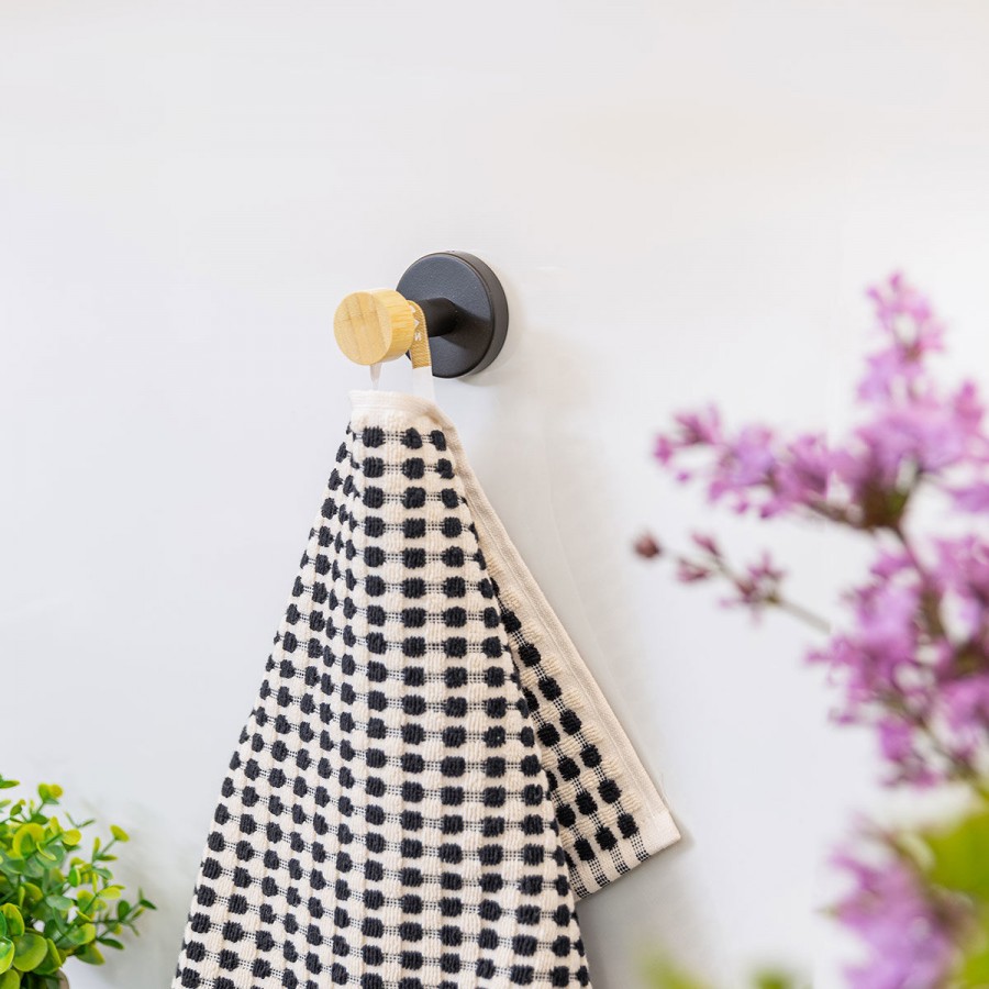 ESTIA ΚΡΕΜΑΣΤΡΑ ΕΠΙΤΟΙΧΙΑ BAMBOO ESSENTIALS ΜΟΝΗ ΜΕΤΑΛΛΙΚΗ ΜΑΥΡΗ