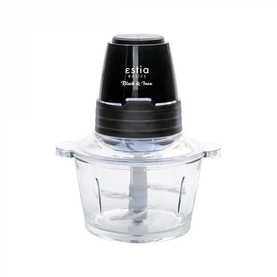 ESTIA ΠΟΛΥΚΟΠΤΗΣ MULTI BLACK & INOX 500w ΜΕ ΓΥΑΛΙΝΟ ΜΠΟΛ 1.5lt