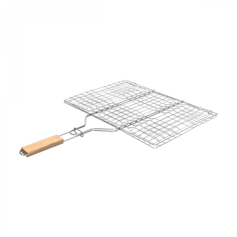 ESTIA ΣΧΑΡΑ ΨΗΣΙΜΑΤΟΣ BARBECUE ΜΕΤΑΛΛΙΚΗ 60x40cm ΜΕ ΞΥΛΙΝΗ ΛΑΒΗ