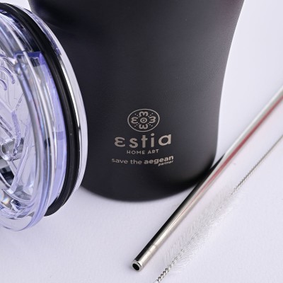 ESTIA ΘΕΡΜΟΣ COFFEE MUG SAVE THE AEGEAN 350ml MIDNIGHT BLACK ESTIA ΘΕΡΜΟΣ COFFEE MUG SAVE THE AEGEAN 350ml MIDNIGHT BLACK
