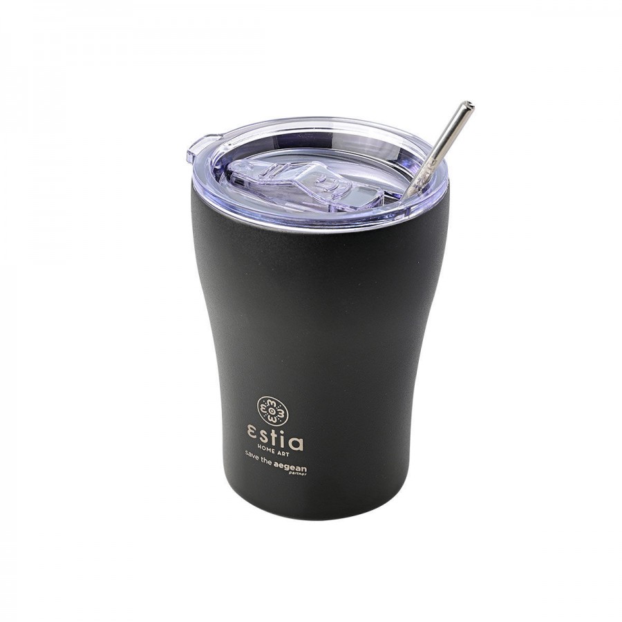 ESTIA ΘΕΡΜΟΣ COFFEE MUG SAVE THE AEGEAN 350ml MIDNIGHT BLACK ESTIA ΘΕΡΜΟΣ COFFEE MUG SAVE THE AEGEAN 350ml MIDNIGHT BLACK