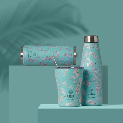 ESTIA ΘΕΡΜΟΣ TRAVEL FLASK SAVE THE AEGEAN 500ml BLOSSOM GREEN ESTIA ΘΕΡΜΟΣ TRAVEL FLASK SAVE THE AEGEAN 500ml BLOSSOM GREEN