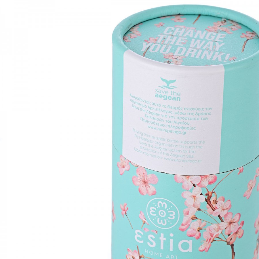 ESTIA ΘΕΡΜΟΣ TRAVEL FLASK SAVE THE AEGEAN 500ml BLOSSOM GREEN ESTIA ΘΕΡΜΟΣ TRAVEL FLASK SAVE THE AEGEAN 500ml BLOSSOM GREEN