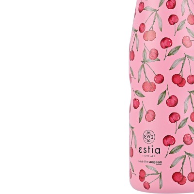 ESTIA ΘΕΡΜΟΣ TRAVEL FLASK SAVE THE AEGEAN 500ml CHERRY ROSE ESTIA ΘΕΡΜΟΣ TRAVEL FLASK SAVE THE AEGEAN 500ml CHERRY ROSE