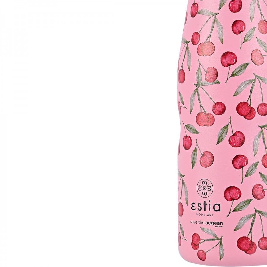ESTIA ΘΕΡΜΟΣ TRAVEL FLASK SAVE THE AEGEAN 500ml CHERRY ROSE ESTIA ΘΕΡΜΟΣ TRAVEL FLASK SAVE THE AEGEAN 500ml CHERRY ROSE