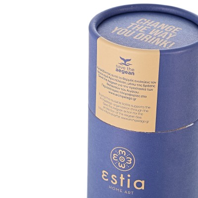 ESTIA ΘΕΡΜΟΣ TRAVEL FLASK SAVE THE AEGEAN 500ml DENIM BLUE ESTIA ΘΕΡΜΟΣ TRAVEL FLASK SAVE THE AEGEAN 500ml DENIM BLUE