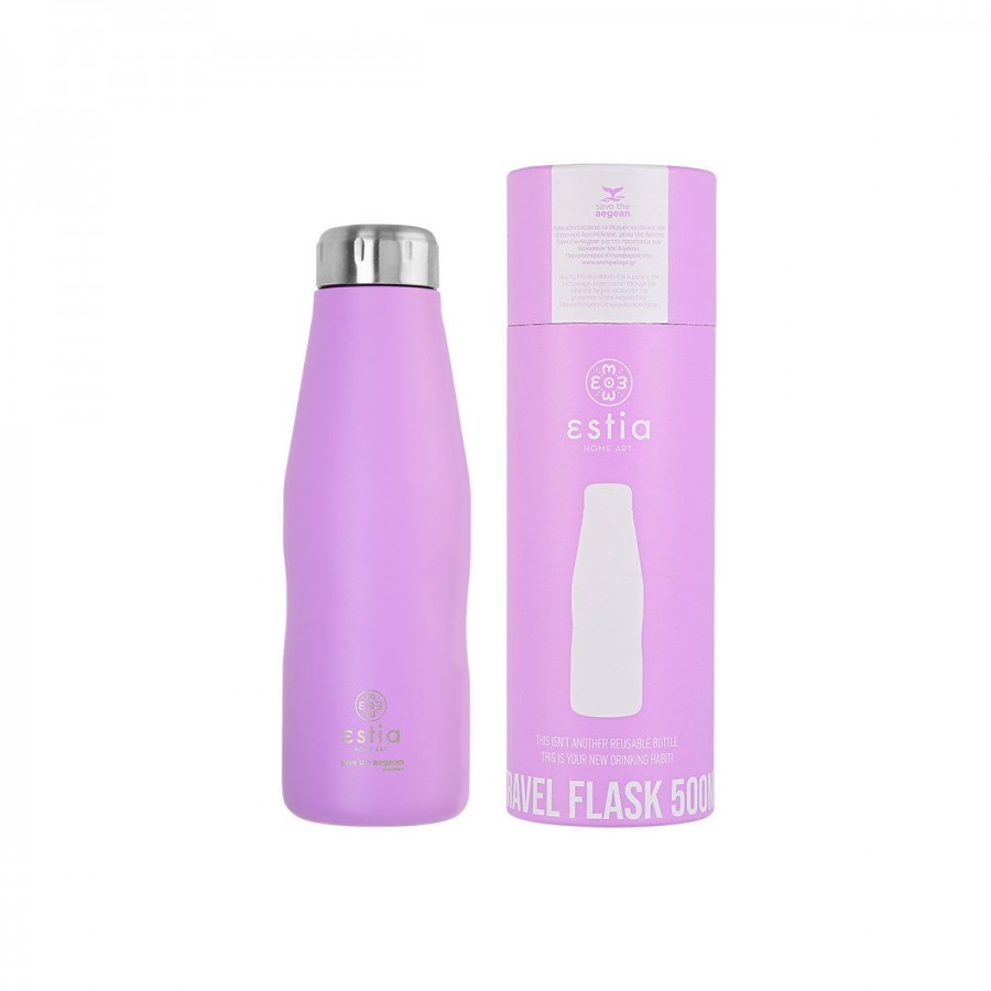 ESTIA ΘΕΡΜΟΣ TRAVEL FLASK SAVE THE AEGEAN 500ml LAVENDER PURPLE